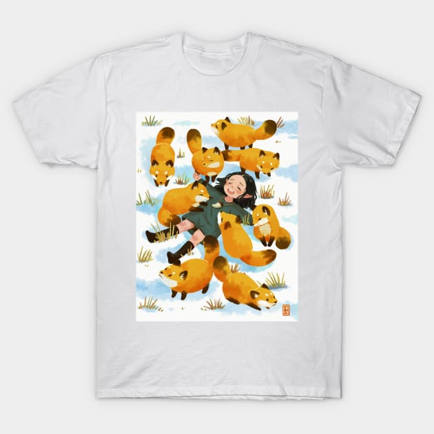 Snuggles with foxes T-Shirt by Freeminds